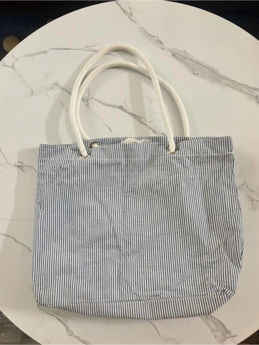 Striped Canvas Tote with Delta Gamma Sorority Pink Monogram